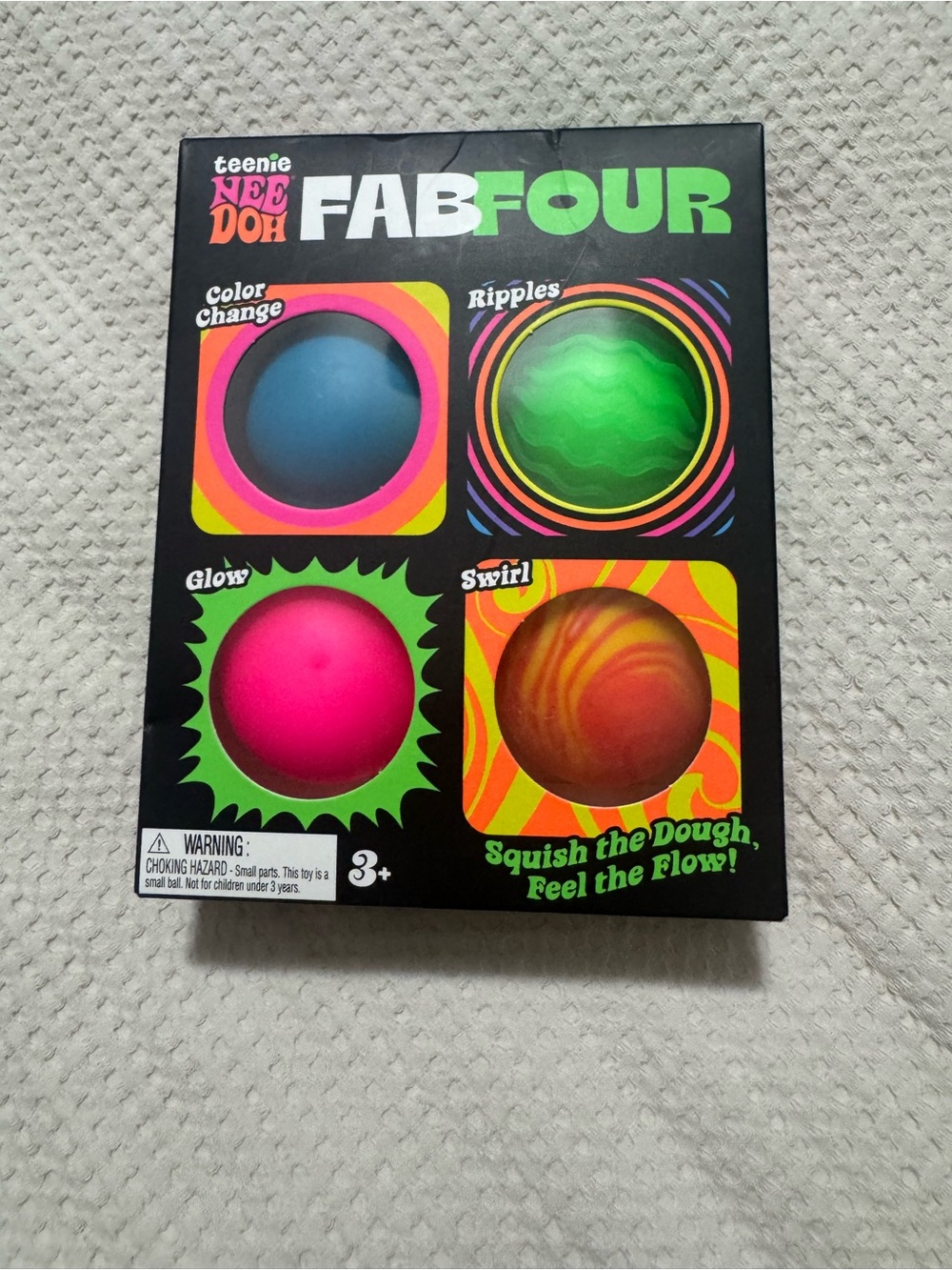 Schylling Nee Doh FAB FOUR Squish Set - Blue, Green, Pink, Orange Swirl